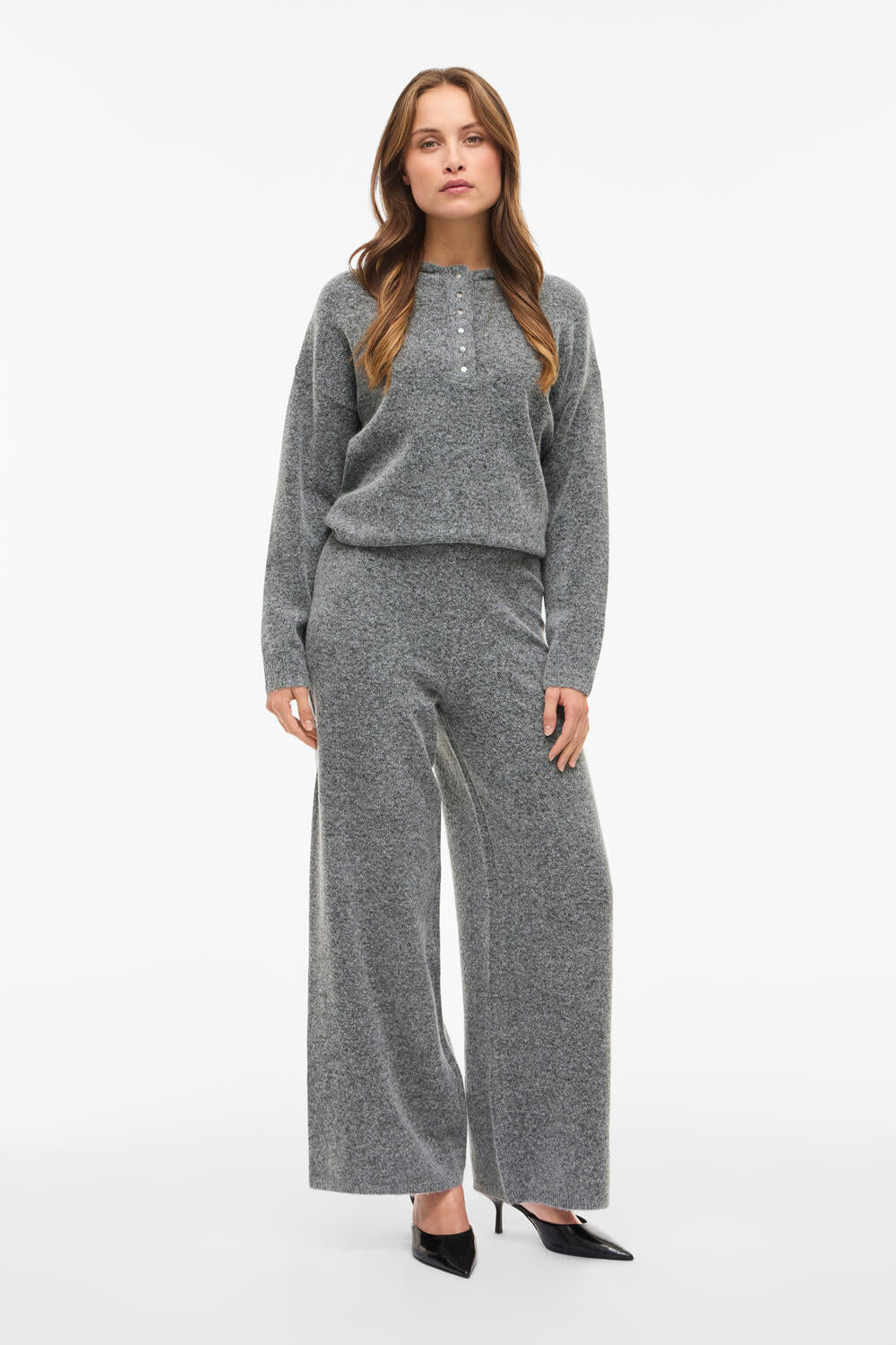 Vicasti strikkede bukser - Medium Grey Melange